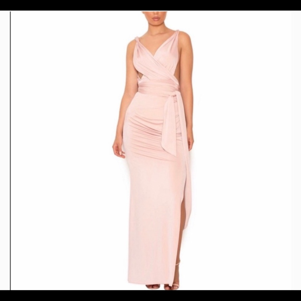 House Of CB Nude Dominque Wrap Dress Size L NWT